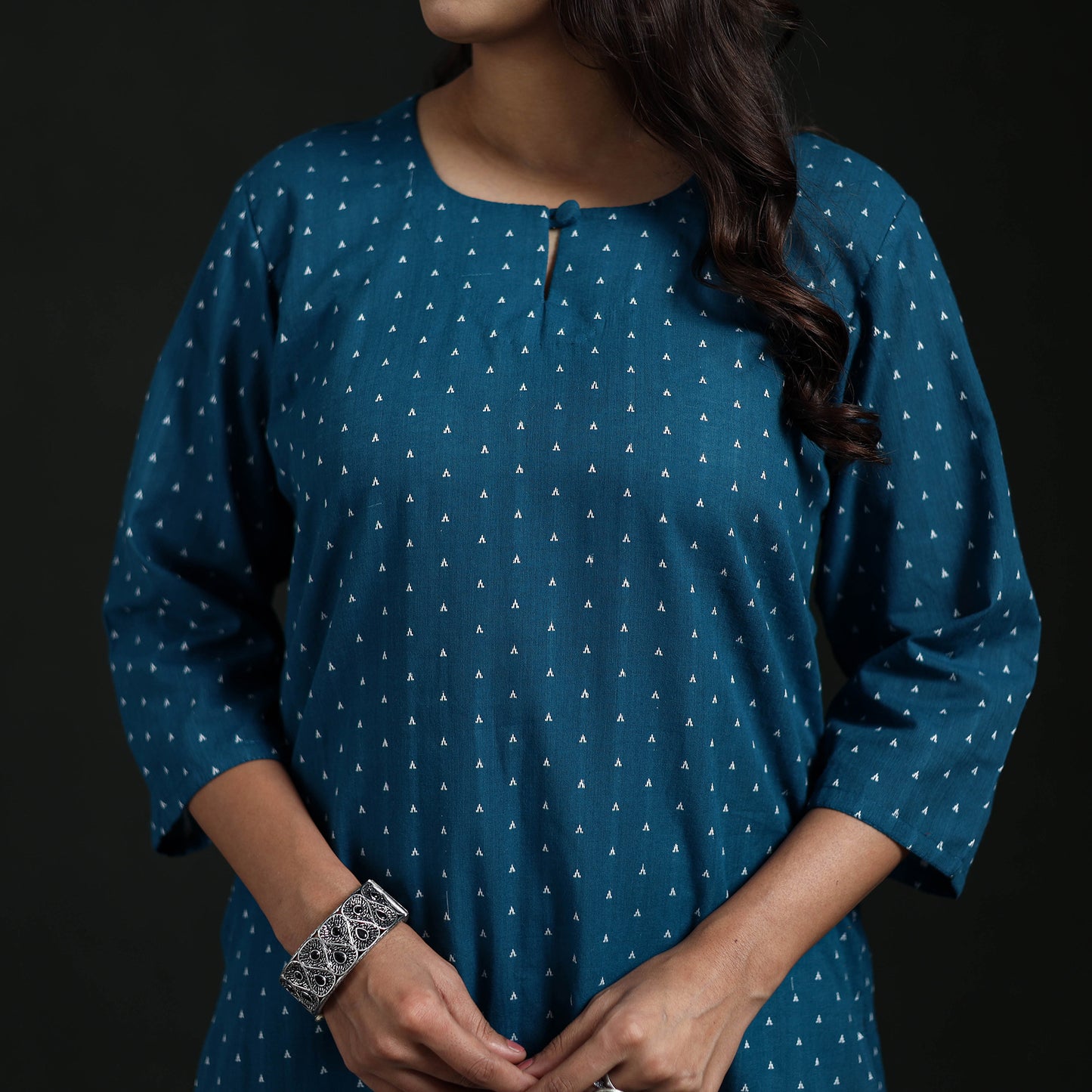Jacquard Cotton Straight Long Kurta for Women 10