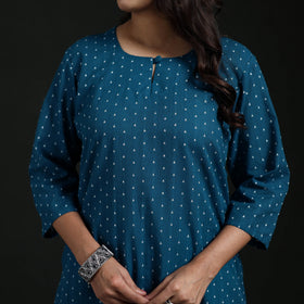 Jacquard Cotton Straight Long Kurta for Women 10