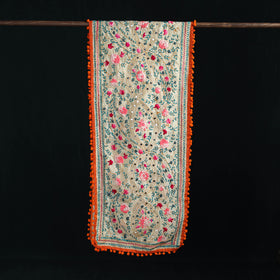 Ranihati Chanderi Silk Hand Embroidered Stole with Pom Pom 192