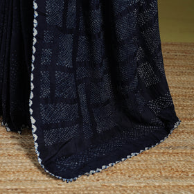 Blue - tie-dye muga silk kutch bandhani saree - handcrafted