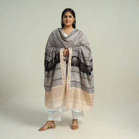 Grey - traditional maheshwari silk bagh dupatta 28