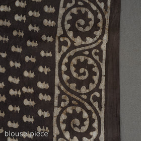 Buy Brown Natural Dyed Block Print Cotton Pipad Saree