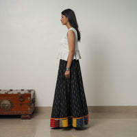 Black - 24 Kali Cotton Pochampally Ikat Skirt with Border 25