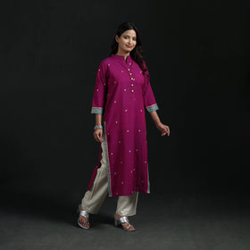 Jacquard Cotton Straight Long Kurta for Women 14