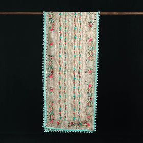 Ranihati Chanderi Silk Hand Embroidered Stole with Pom Pom 190
