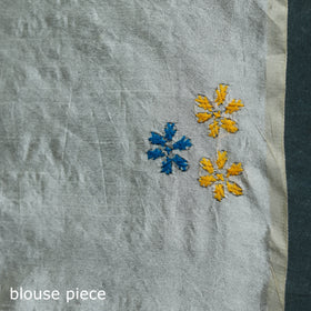 White - Bengal Hand Embroidery Silk Nakshi Kantha Saree 08
