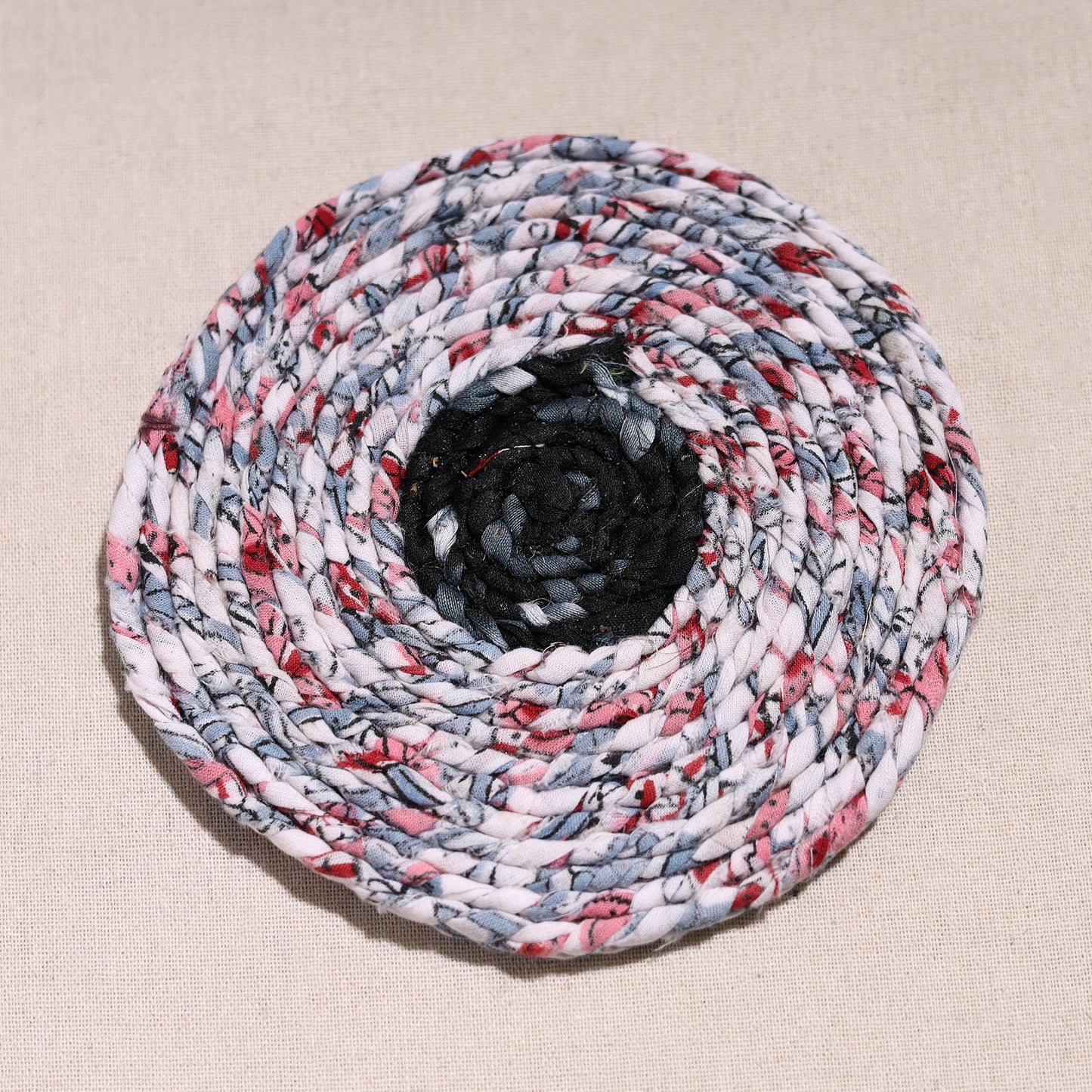 Upcycled Fabric Hand Braided Coaster 13