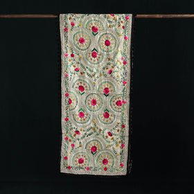 Ranihati Chanderi Silk Hand Embroidered Stole with Pom Pom 189