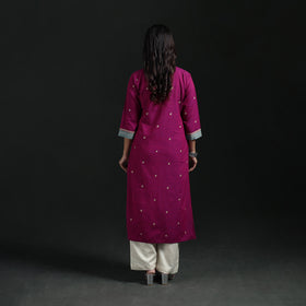 Jacquard Cotton Straight Long Kurta for Women 14