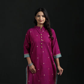 Jacquard Cotton Straight Long Kurta for Women 14