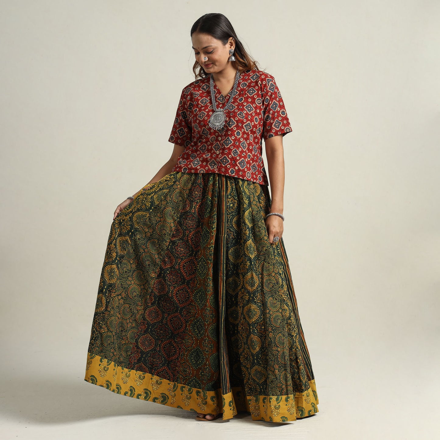 Ajrakh Patchwork Skirt 