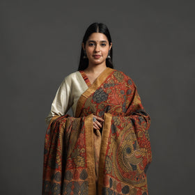 Red - mangalagiri cotton handpainted pen work kalamkari