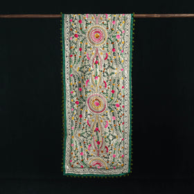 Ranihati Chanderi Silk Hand Embroidered Stole with Pom Pom 187
