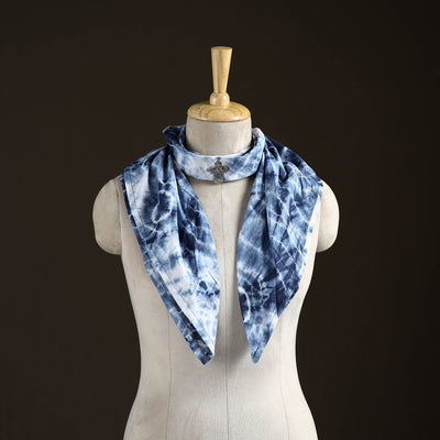 Shibori Tie-Dye Cotton Brooch Scarf 44
