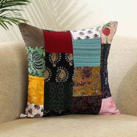 Multicolor - handcrafted cotton patchwork cushion cover 08