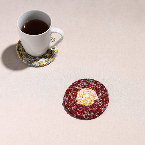  Upcycled Fabric Hand Braided Coaster 
