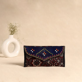 Traditional Kutch Mashru Silk Leather Flap Clutch / Wallet 113