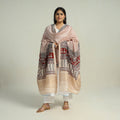 Beige - traditional maheshwari silk bagh dupatta 30