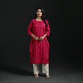Jacquard Cotton Straight Long Kurta for Women 07
