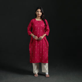 Jacquard Cotton Straight Long Kurta for Women 07