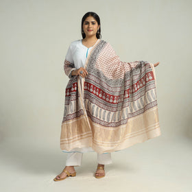 Beige - traditional maheshwari silk bagh dupatta 30