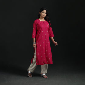 Jacquard Cotton Straight Long Kurta for Women 07