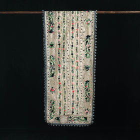 Ranihati Chanderi Silk Hand Embroidered Stole with Pom Pom 183