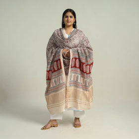 Beige - traditional maheshwari silk bagh dupatta 31