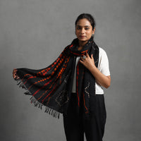 Black - Kutch Handwoven Bandhani & Shibori Woolen Stole 31