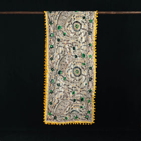 Ranihati Chanderi Silk Hand Embroidered Stole with Pom Pom 182