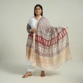 Beige - traditional maheshwari silk bagh dupatta 31