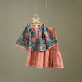 Girls Gota Work Floral Block Print Cotton Kurta with Sharara Set (3-4 Years) 26