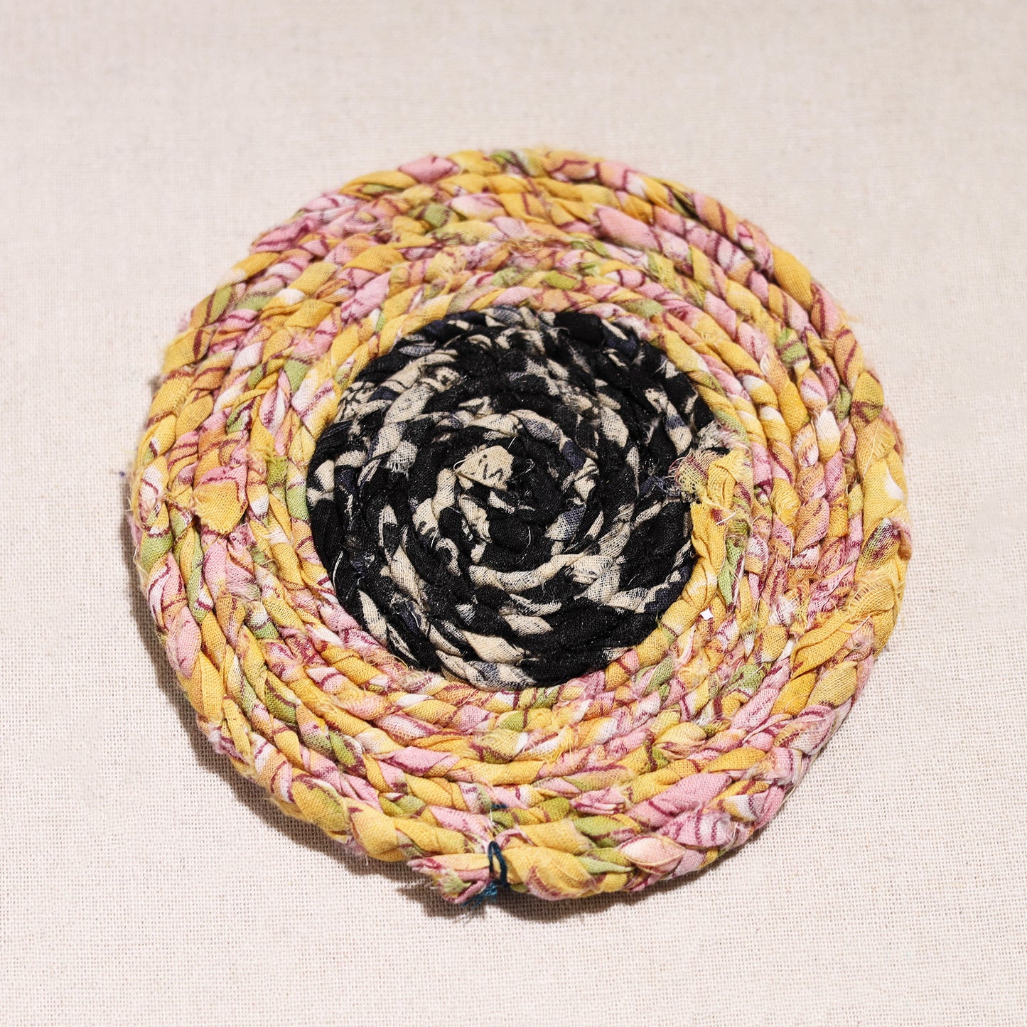 Upcycled Fabric Hand Braided Coaster 17