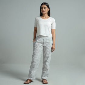 Grey - Jacquard Weave Cotton Elasticated Pant 06