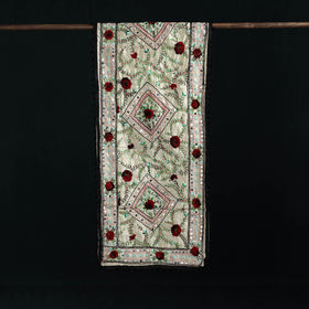 Ranihati Chanderi Silk Hand Embroidered Stole with Pom Pom 181