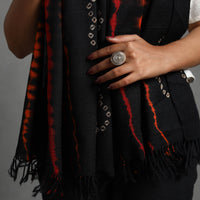 Black - Kutch Handwoven Bandhani & Shibori Woolen Stole 31