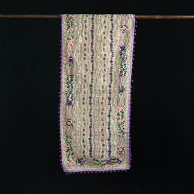 Ranihati Chanderi Silk Hand Embroidered Stole with Pom Pom 180