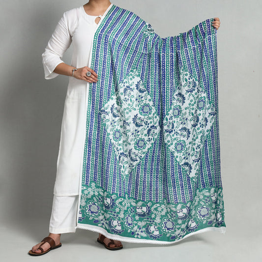Blue - Jaipur Printed Cotton Dupatta 18