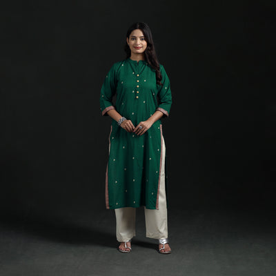 Jacquard Cotton Straight Long Kurta for Women 13