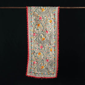 Ranihati Chanderi Silk Hand Embroidered Stole with Pom Pom 179