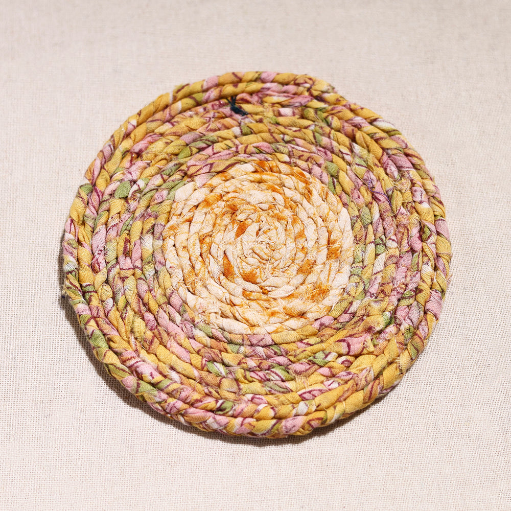 Upcycled Fabric Hand Braided Coaster 18