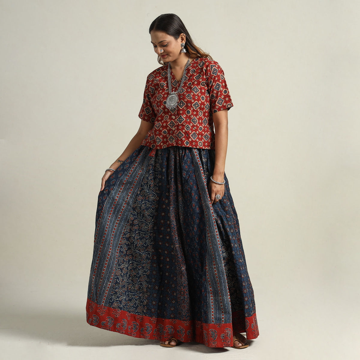 Ajrakh Patchwork Skirt 