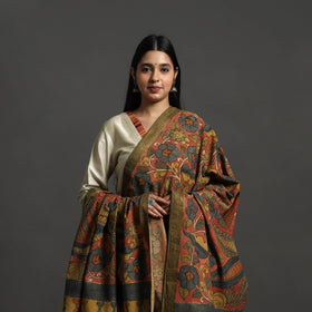 Red Mangalagiri Cotton Handpainted Pen Work Kalamkari Dupatta 