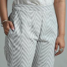 Grey - Jacquard Weave Cotton Elasticated Pant 06