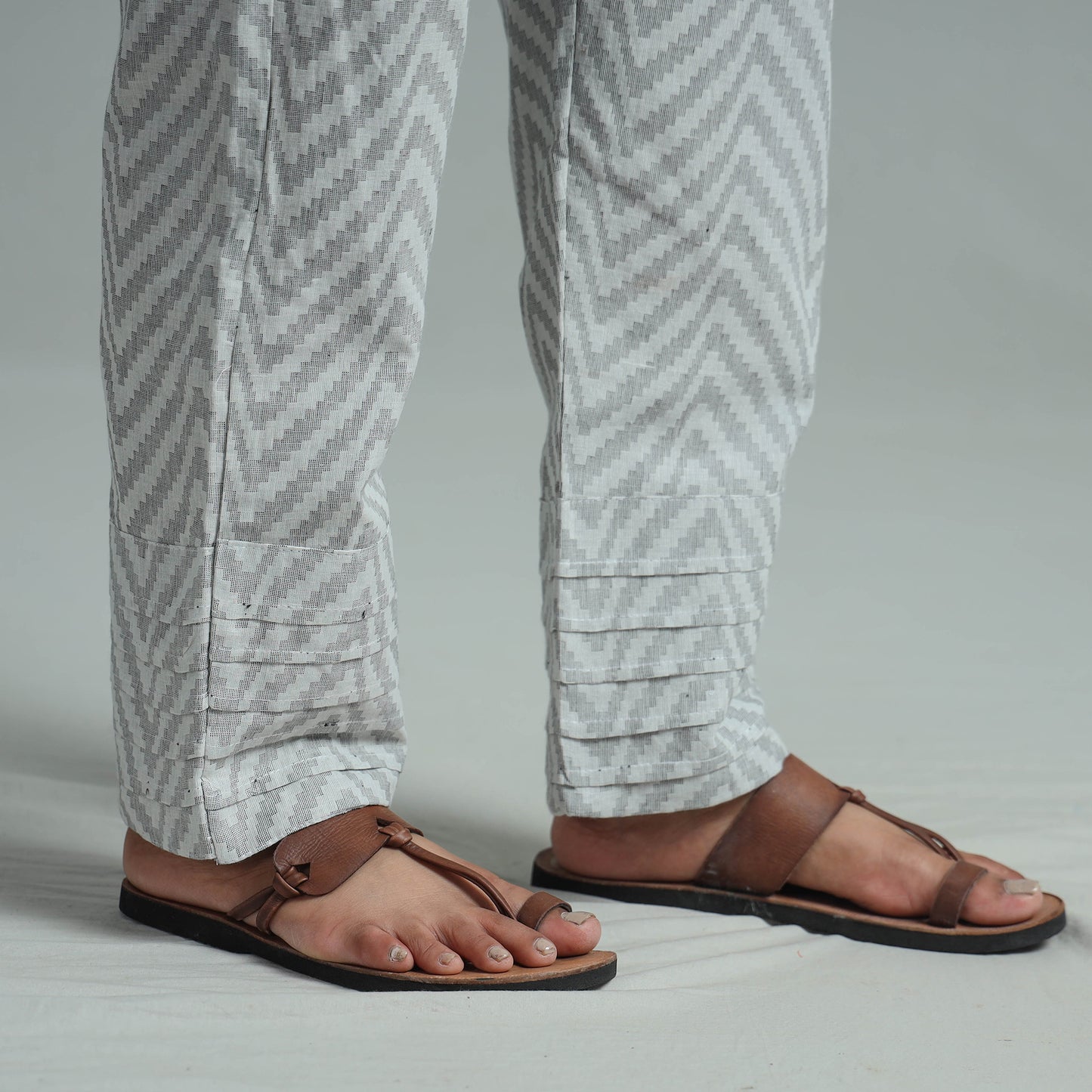 Grey - Jacquard Weave Cotton Elasticated Pant 06
