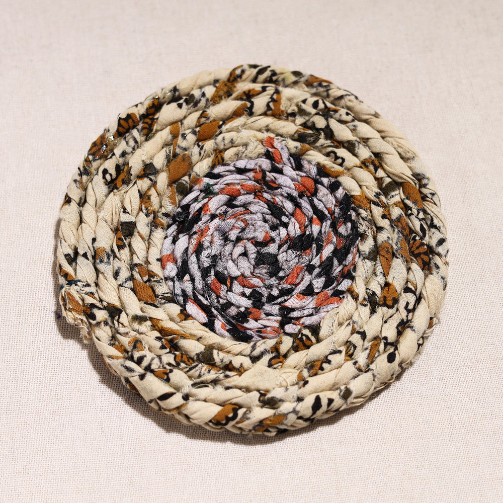 Upcycled Fabric Hand Braided Coaster 19