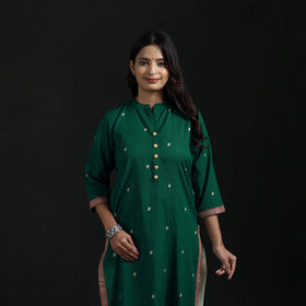 Jacquard Cotton Straight Long Kurta for Women 13