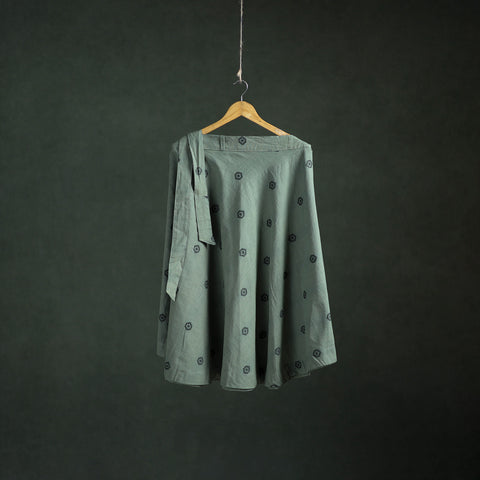 Grey - Jacquard Cotton Wrap Around Skirt 158