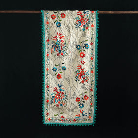Ranihati Chanderi Silk Hand Embroidered Stole with Pom Pom 175
