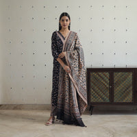 Black - Block Printed Cotton Ajrakh Kurta Set 05